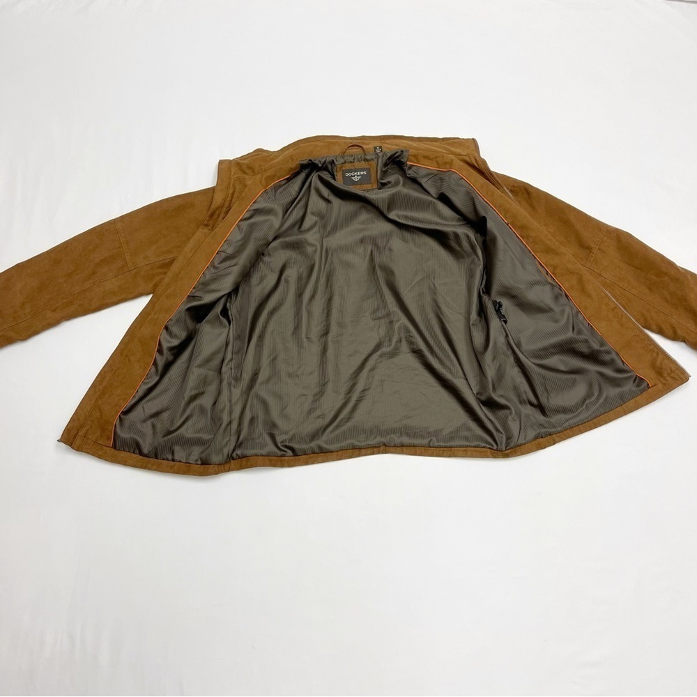 SOLD 🔴 Dockers zip up light jacket cognac tan brown suede like size XL - Picture 6 of 15